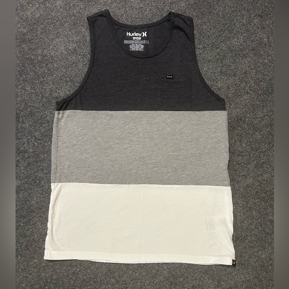 Hurley Black, Gray, and White Tank Top Men’s Small